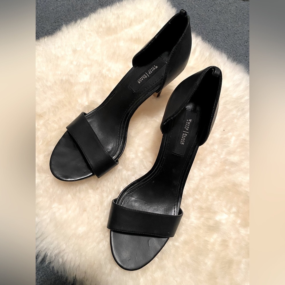 White House Black Market, Size 8.5 Black Open Toe Heels